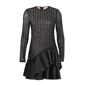 🩹 Nha Khanh Ludmila Faux Leather Black Dress, Sz 14